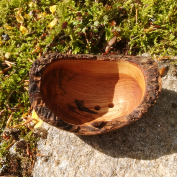 vu d'en haut du porte savon en bois d'olivier